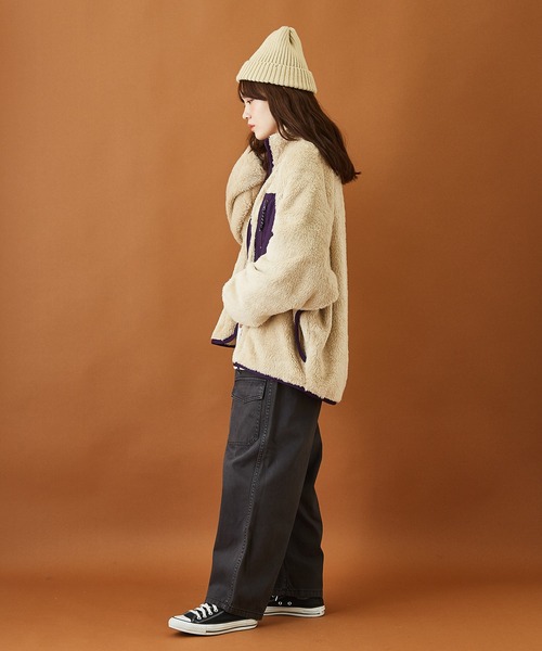 CUBE SUGAR（キューブシュガー）の「ソフトボア アウトドア ジップアップ ブルゾン（ブルゾン・レディース・マルチ/チャコールグレー/ブラウン/ナチュラル・M）」の21枚目の写真