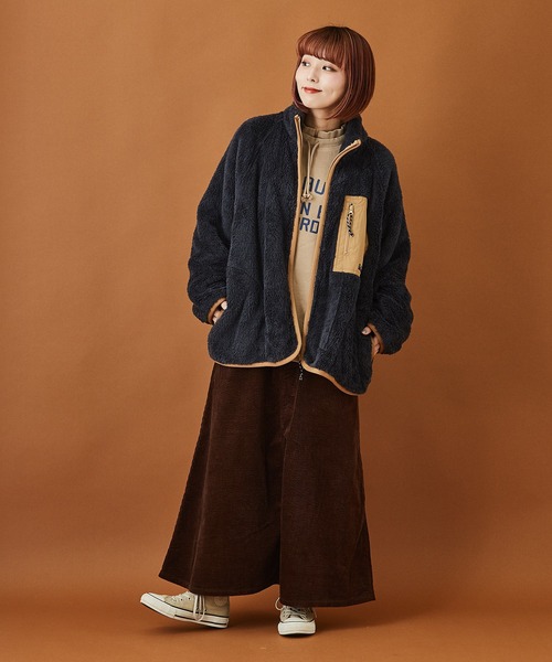 CUBE SUGAR（キューブシュガー）の「ソフトボア アウトドア ジップアップ ブルゾン（ブルゾン・レディース・マルチ/チャコールグレー/ブラウン/ナチュラル・M）」の9枚目の写真