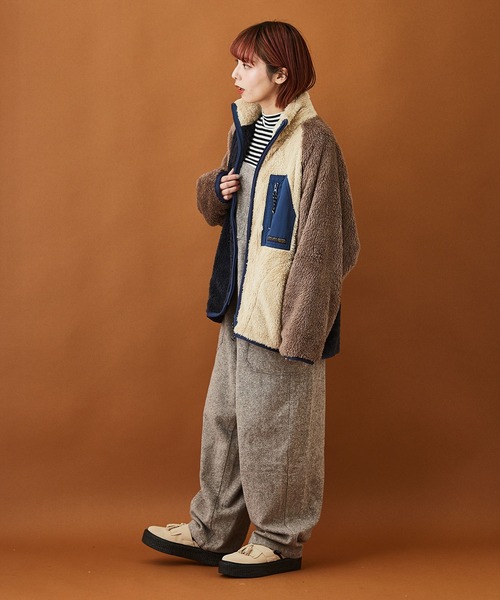 CUBE SUGAR（キューブシュガー）の「ソフトボア アウトドア ジップアップ ブルゾン（ブルゾン・レディース・マルチ/チャコールグレー/ブラウン/ナチュラル・M）」の18枚目の写真