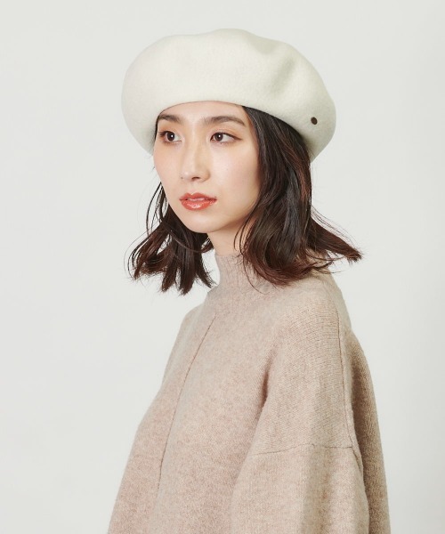 M me eme Etoile ribbon beret ベレー帽 White 刺繍ロゴベレー【一部
