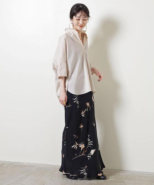 UNITED ARROWS（ユナイテッドアローズ）の「＜UNITED ARROWS＞C BIG 5分袖 シャツ B◆（シャツ/ブラウス・レディース・ライトグレー/ネイビー/オフホワイト・38/36）」の4枚目の写真