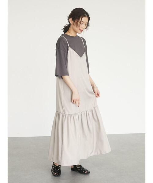 ELENCARE DUE(エレンカーレデュエ)の「・ELENCARE DUE SET2点 Tシャツ×ワンピ*(ワンピース・レディース・ブラック/ベージュ/ライトベージュ・FREE)」の7枚目の写真