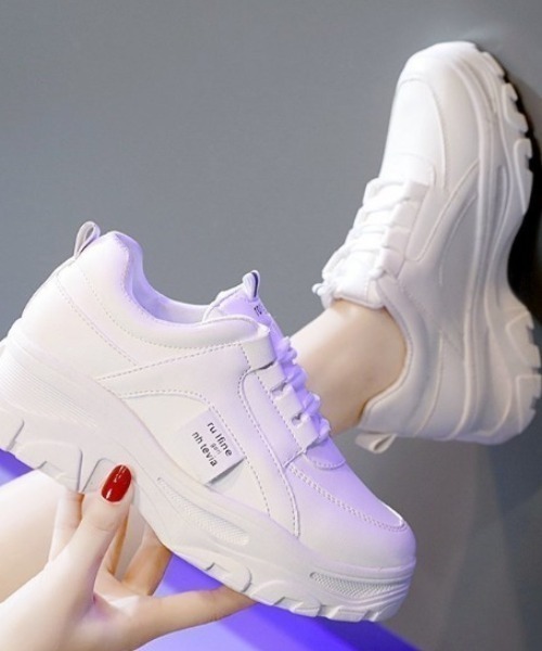 Shoes in Closet（シューズインクローゼット）の「軽量厚底 ボリュームソール サイドタグ ダッドスニーカー 54（スニーカー・レディース・ホワイト/ベージュ・M/XS/L/LL/S）」の17枚目の写真