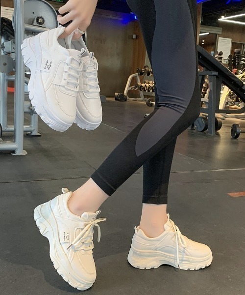 Shoes in Closet（シューズインクローゼット）の「軽量厚底 ボリュームソール サイドタグ ダッドスニーカー 54（スニーカー・レディース・ホワイト/ベージュ・M/XS/L/LL/S）」の7枚目の写真