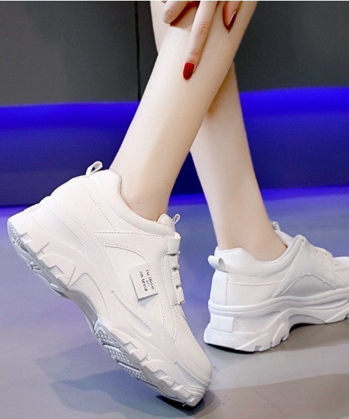 Shoes in Closet（シューズインクローゼット）の「軽量厚底 ボリュームソール サイドタグ ダッドスニーカー 54（スニーカー・レディース・ホワイト/ベージュ・M/XS/L/LL/S）」の13枚目の写真