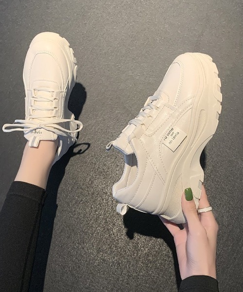 Shoes in Closet（シューズインクローゼット）の「軽量厚底 ボリュームソール サイドタグ ダッドスニーカー 54（スニーカー・レディース・ホワイト/ベージュ・M/XS/L/LL/S）」の16枚目の写真