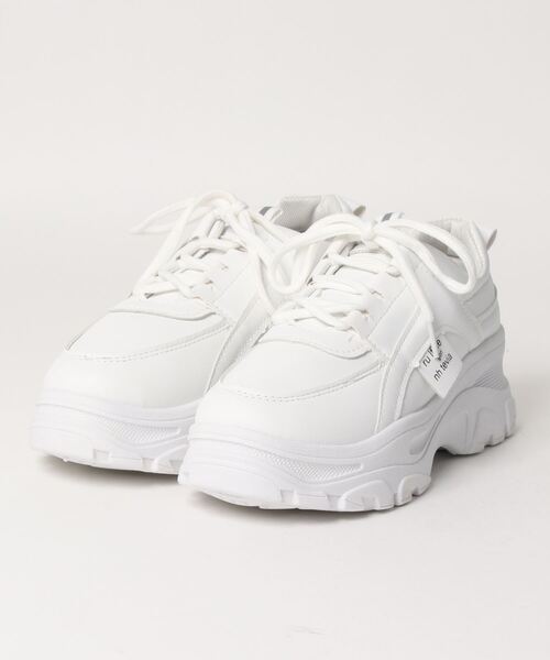 Shoes in Closet（シューズインクローゼット）の「軽量厚底 ボリュームソール サイドタグ ダッドスニーカー 54（スニーカー・レディース・ホワイト/ベージュ・M/XS/L/LL/S）」の4枚目の写真