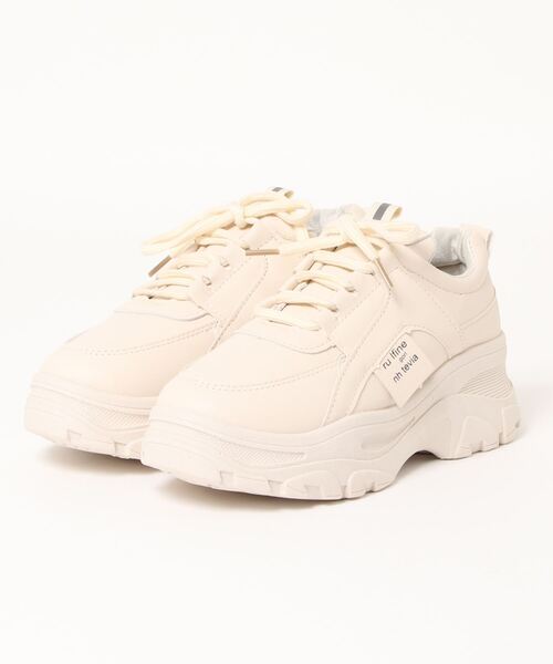 Shoes in Closet（シューズインクローゼット）の「軽量厚底 ボリュームソール サイドタグ ダッドスニーカー 54（スニーカー・レディース・ホワイト/ベージュ・M/XS/L/LL/S）」の3枚目の写真