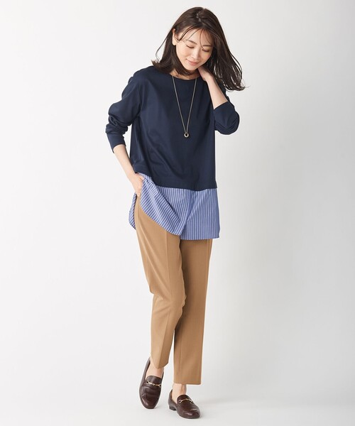 J.PRESS(ジェイプレス)の「【接触冷感・UVケア】レイヤードジャージー カットソー(Tシャツ/カットソー・レディース・ホワイト系/ブラック系1/ネイビー系1・LARGE/MEDIUM)」の19枚目の写真