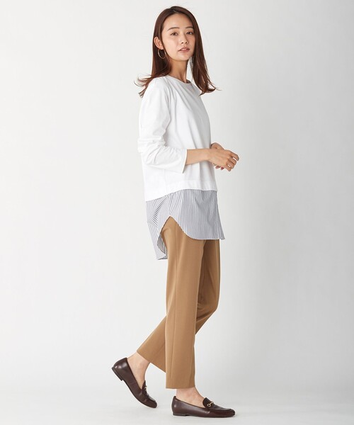 J.PRESS(ジェイプレス)の「【接触冷感・UVケア】レイヤードジャージー カットソー(Tシャツ/カットソー・レディース・ホワイト系/ブラック系1/ネイビー系1・LARGE/MEDIUM)」の5枚目の写真
