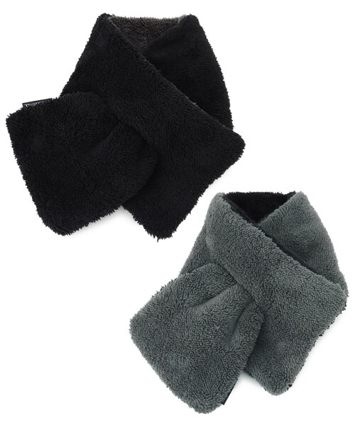 BASECONTROL（ベースコントロール）の「◆ボアフリース リバーシブル 差し込みマフラー（ストール/ショール・メンズ・ブラック/ネイビー/ダークグレー/ブラック系/ベージュ系・99）」の3枚目の写真