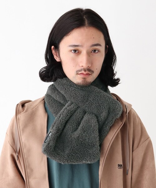 BASECONTROL（ベースコントロール）の「◆ボアフリース リバーシブル 差し込みマフラー（ストール/ショール・メンズ・ブラック/ネイビー/ダークグレー/ブラック系/ベージュ系・99）」の6枚目の写真