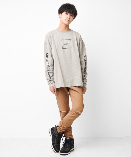 RAT EFFECT（ラットエフェクト）の「クラッシュ加工スリムストレートパンツ（その他パンツ・キッズ・チャコールグレー/ブラック/ベージュ/カーキ・120/130/140/150/160）」の7枚目の写真