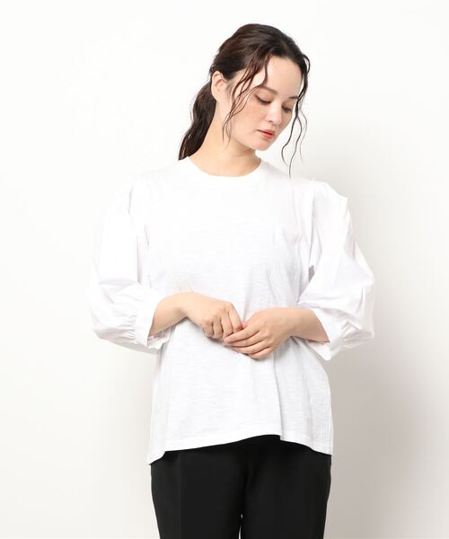 Q（キュー）の「ボリュームスリーブシャツブラウス（シャツ/ブラウス・レディース・ホワイト/ブラック・MEDIUM）」の6枚目の写真