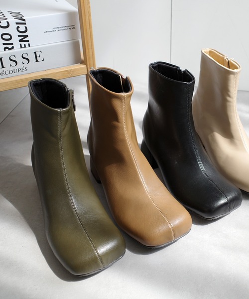 AmiAmi（アミアミ）の「【2025秋冬再販】ワイドスクエアトゥブーツ ショートブーツ（ブーツ・レディース・ベージュ/ブラック/キャメル/グレイッシュベージュ/アイボリー/ダークカーキ/ブラウン・L/LL/M/S/3L）」の8枚目の写真