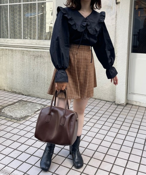 one after another NICE CLAUP（ワンアフターアナザーナイスクラップ）の「フレアミニサーキュラースカート（スカート・レディース・ブラック/ブラック系その他/グレー系その他/ブラウン系その他/チャコールグレー・FREE）」の8枚目の写真