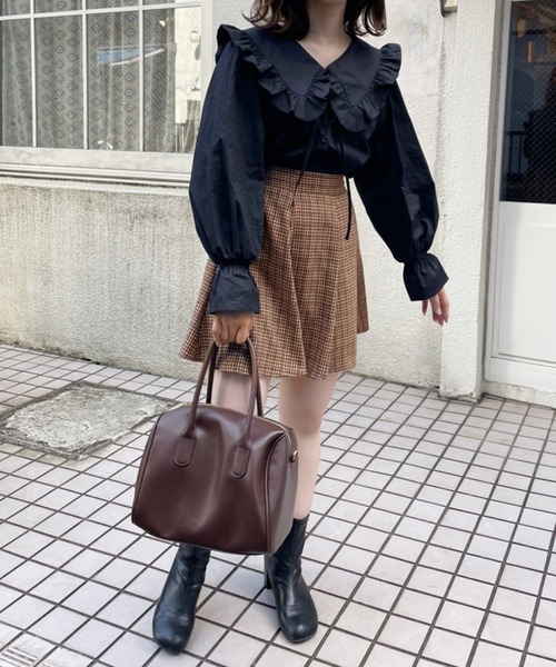 one after another NICE CLAUP（ワンアフターアナザーナイスクラップ）の「フレアミニサーキュラースカート（スカート・レディース・ブラック/ブラック系その他/グレー系その他/ブラウン系その他/チャコールグレー・FREE）」の21枚目の写真