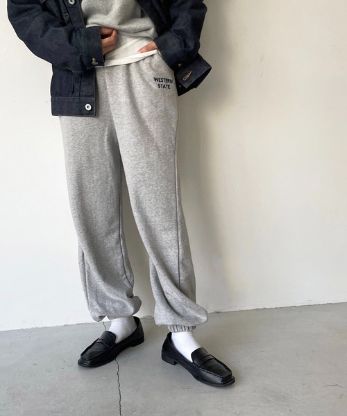 CANAL JEAN（キャナルジーン）の「via j(ヴィアジェイ) "WESTERN"ロゴ刺繍スウェットパンツ（スウェットパンツ・レディース・ライトグレー/ブラック/グレー/グリーン・ONE SIZE）」の3枚目の写真