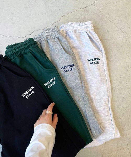 CANAL JEAN（キャナルジーン）の「via j(ヴィアジェイ) "WESTERN"ロゴ刺繍スウェットパンツ（スウェットパンツ・レディース・ライトグレー/ブラック/グレー/グリーン・ONE SIZE）」の5枚目の写真