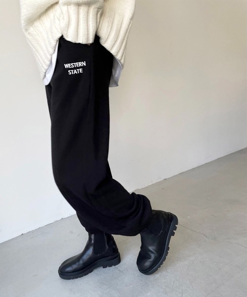 CANAL JEAN（キャナルジーン）の「via j(ヴィアジェイ) "WESTERN"ロゴ刺繍スウェットパンツ（スウェットパンツ・レディース・ライトグレー/ブラック/グレー/グリーン・ONE SIZE）」の6枚目の写真