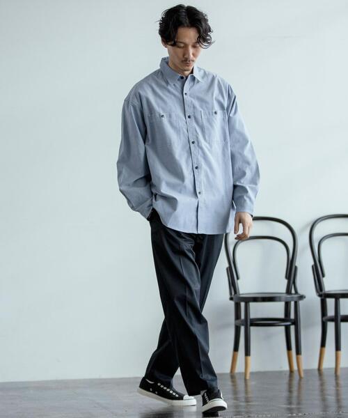 coen（コーエン）の「シャンブレーワークシャツ（シャツ/ブラウス・メンズ・ネイビー/グレー・L/XL/M/S）」の8枚目の写真