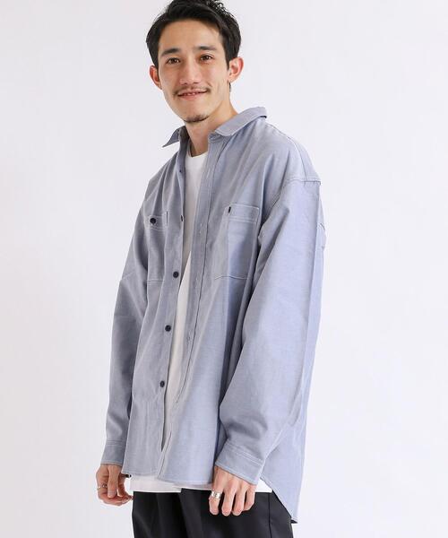coen（コーエン）の「シャンブレーワークシャツ（シャツ/ブラウス・メンズ・ネイビー/グレー・L/XL/M/S）」の16枚目の写真