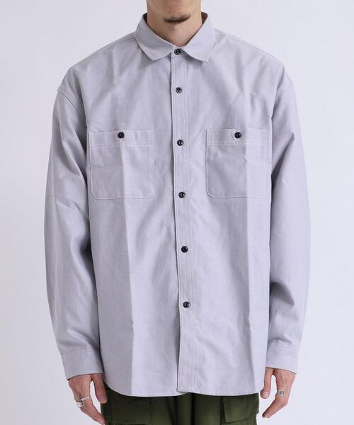 coen（コーエン）の「シャンブレーワークシャツ（シャツ/ブラウス・メンズ・ネイビー/グレー・L/XL/M/S）」の18枚目の写真