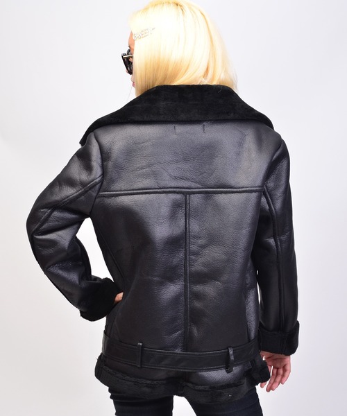 babyShoop（ベイビーシュープ）の「フェイクレザージャケット（ライダースジャケット・レディース・ブラック・FREE）」の2枚目の写真