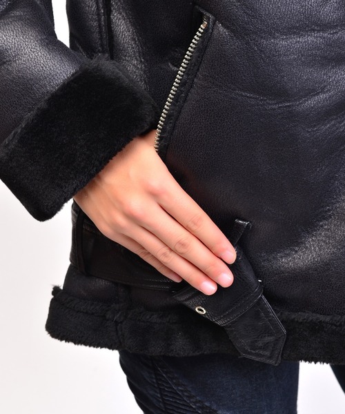 babyShoop（ベイビーシュープ）の「フェイクレザージャケット（ライダースジャケット・レディース・ブラック・FREE）」の4枚目の写真
