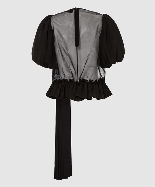 Simone Rocha（シモーネロシャ）の「SHORT PUFF SLEEVE BLOUSE WITH PLEATED PATCH（シャツ/ブラウス・レディース・ブラック・6/8）」の3枚目の写真