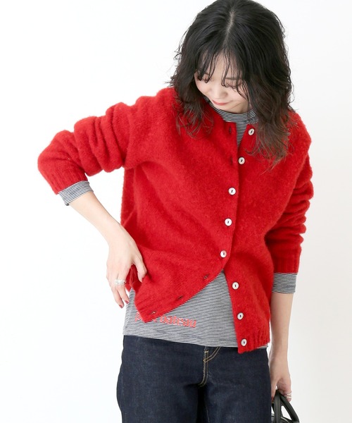 SLOBE IENA(スローブイエナ)の「【ISLAND TIDES/アイランドタイド】SHAGGY CREW カーディガン◆【手洗い可】(カーディガン/ボレロ・レディース・パープル/ブルー/レッド/ホワイト・FREE)」の9枚目の写真
