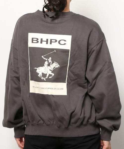 BEVERLY HILLS POLO CLUB(ビバリーヒルズポロクラブ)の「BEVERLY HILLS POLO CLUB ビバリーヒルズポロクラブ 裏起毛バックプリントビッグスウェットトレーナー(スウェット・レディース・アイボリー/オレンジ/チャコール・L/M)」の3枚目の写真