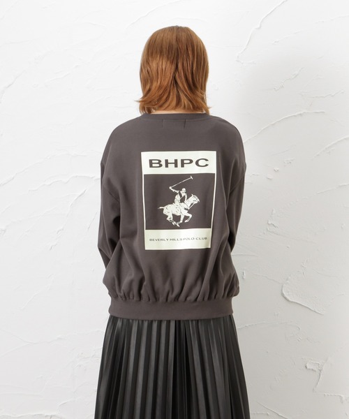 BEVERLY HILLS POLO CLUB(ビバリーヒルズポロクラブ)の「BEVERLY HILLS POLO CLUB ビバリーヒルズポロクラブ 裏起毛バックプリントビッグスウェットトレーナー(スウェット・レディース・アイボリー/オレンジ/チャコール・L/M)」の15枚目の写真