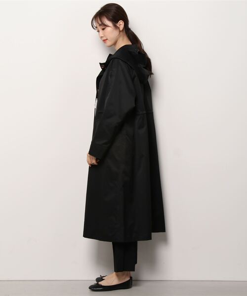NANO universe（ナノユニバース）の「nanotex フードロングコート（モッズコート・レディース・ブラック/モカ・FREE）」の3枚目の写真