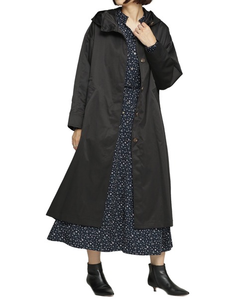 NANO universe（ナノユニバース）の「nanotex フードロングコート（モッズコート・レディース・ブラック/モカ・FREE）」の13枚目の写真