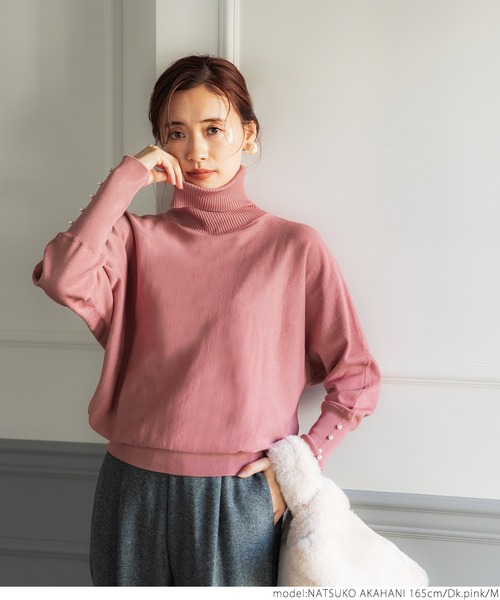 coca(coca)(コカ)の「袖パールドルマンスリーブニットトップス(ニット/セーター・レディース・ブラック/ベージュ/ピンク系その他/ダークベージュ・M/L)」の10枚目の写真