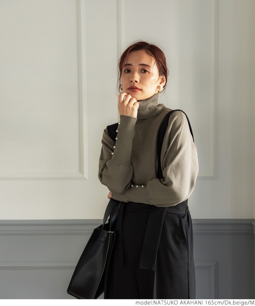 coca(coca)(コカ)の「袖パールドルマンスリーブニットトップス(ニット/セーター・レディース・ブラック/ベージュ/ピンク系その他/ダークベージュ・M/L)」の13枚目の写真