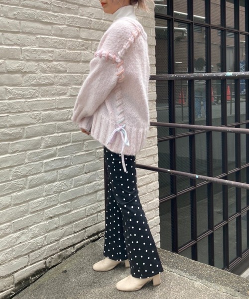 one after another NICE CLAUP(ワンアフターアナザーナイスクラップ)の「美脚効果抜群!レースアップストレッチパンツ(デニムパンツ・レディース・ブラック/ピンク/ネイビー/オフホワイト・SMALL/MEDIUM)」の18枚目の写真