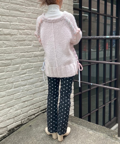 one after another NICE CLAUP(ワンアフターアナザーナイスクラップ)の「美脚効果抜群!レースアップストレッチパンツ(デニムパンツ・レディース・ブラック/ピンク/ネイビー/オフホワイト・SMALL/MEDIUM)」の15枚目の写真