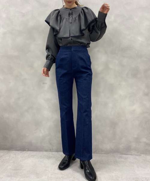 one after another NICE CLAUP(ワンアフターアナザーナイスクラップ)の「美脚効果抜群!レースアップストレッチパンツ(デニムパンツ・レディース・ブラック/ピンク/ネイビー/オフホワイト・SMALL/MEDIUM)」の19枚目の写真