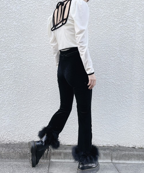 lilLilly（リルリリー）の「ベロアファーパンツ（その他パンツ・レディース・ブラック/ピンク/ブルー/アイボリー・FREE）」の18枚目の写真