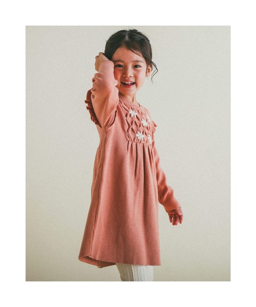 Slapslip スモッキング花ニットワンピース 75 135cm ワンピース Slap Slip スラップスリップ のファッション通販 Zozotown