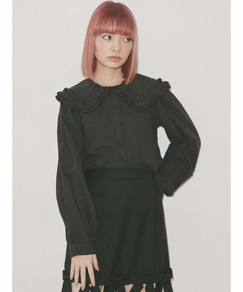 merry jenny（メリージェニー）の「フリルカラーパフスリーブブラウス（シャツ/ブラウス・レディース・オフホワイト/ブラック・FREE）」の12枚目の写真