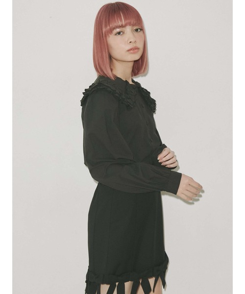 merry jenny（メリージェニー）の「フリルカラーパフスリーブブラウス（シャツ/ブラウス・レディース・オフホワイト/ブラック・FREE）」の14枚目の写真