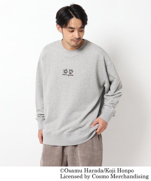 OSAMU GOODS(オサムグッズ)の「◆OSAMU GOODS/オサムグッズ コラボ フロント刺繍 裏毛クルーネック(スウェット・メンズ・ベージュ/グレー/アイボリー・04/03/02)」の3枚目の写真