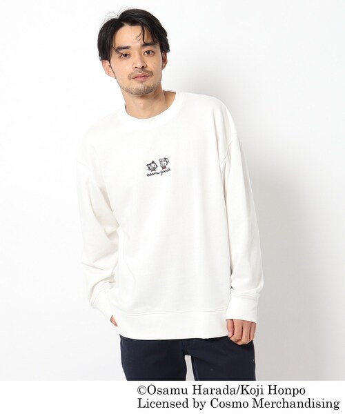 OSAMU GOODS(オサムグッズ)の「◆OSAMU GOODS/オサムグッズ コラボ フロント刺繍 裏毛クルーネック(スウェット・メンズ・ベージュ/グレー/アイボリー・04/03/02)」の2枚目の写真