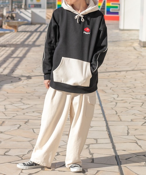 セール】フード配色パーカー(ユニセックス)（パーカー）｜PairPair