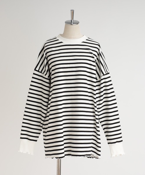 one after another NICE CLAUP(ワンアフターアナザーナイスクラップ)の「ゆるっとメローボーダートップス(Tシャツ/カットソー・レディース・ブラック/ピンク/ブルー/パープル系その他・FREE)」の21枚目の写真