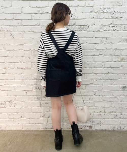 one after another NICE CLAUP(ワンアフターアナザーナイスクラップ)の「ゆるっとメローボーダートップス(Tシャツ/カットソー・レディース・ブラック/ピンク/ブルー/パープル系その他・FREE)」の19枚目の写真