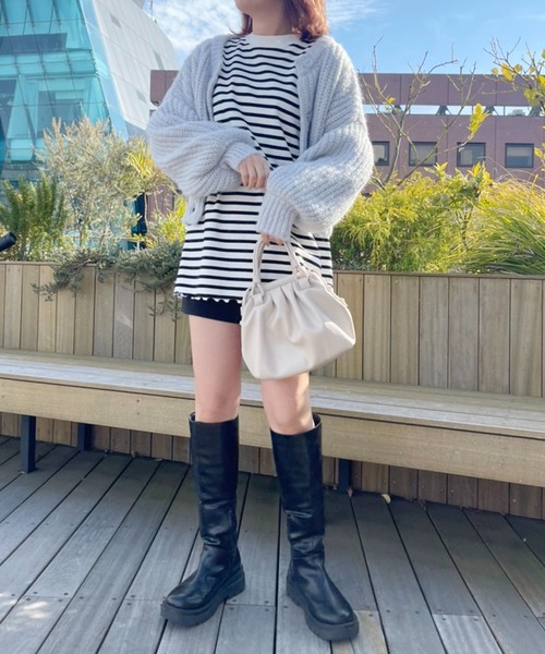 one after another NICE CLAUP(ワンアフターアナザーナイスクラップ)の「ゆるっとメローボーダートップス(Tシャツ/カットソー・レディース・ブラック/ピンク/ブルー/パープル系その他・FREE)」の15枚目の写真
